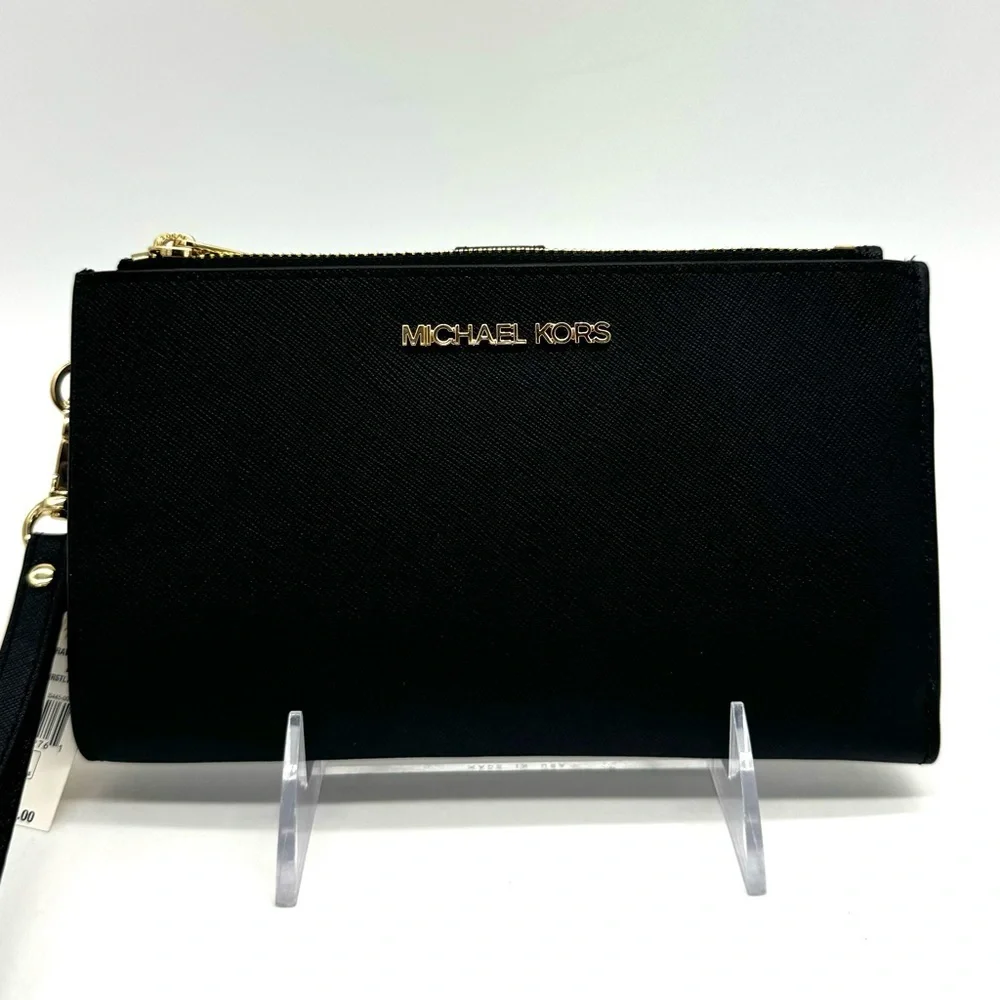 Michael Kors Large Double Zip Wallet Black/Gold